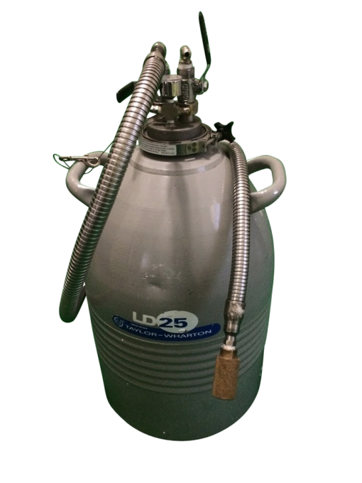 25 liter dewar with withdrawal system, hose and phase separator N2