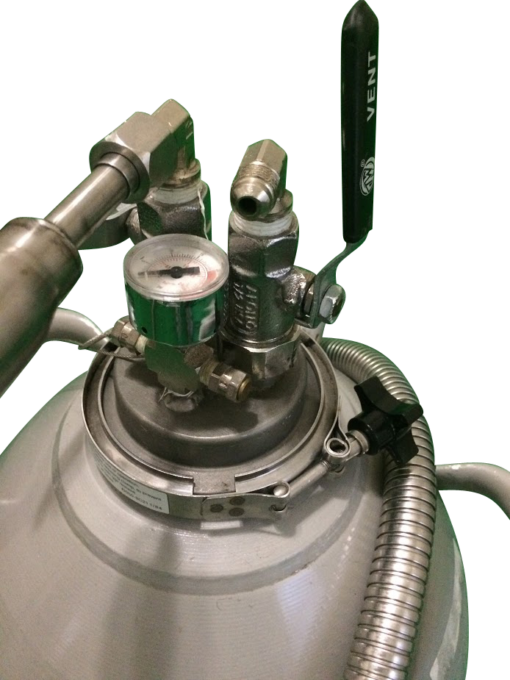 25 liter dewar with withdrawal system, hose and phase separator N2