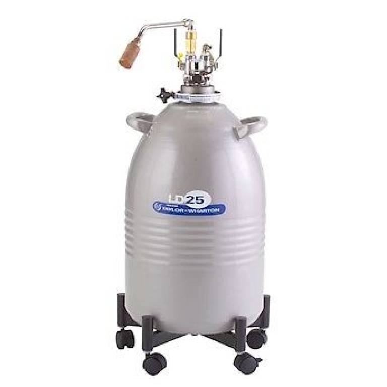 25 liter dewar with withdrawal system, hose or phase separator N2
